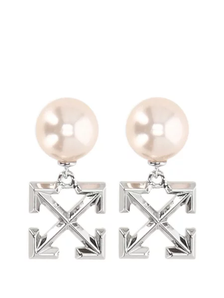 Cercei Off-white cu perle alb