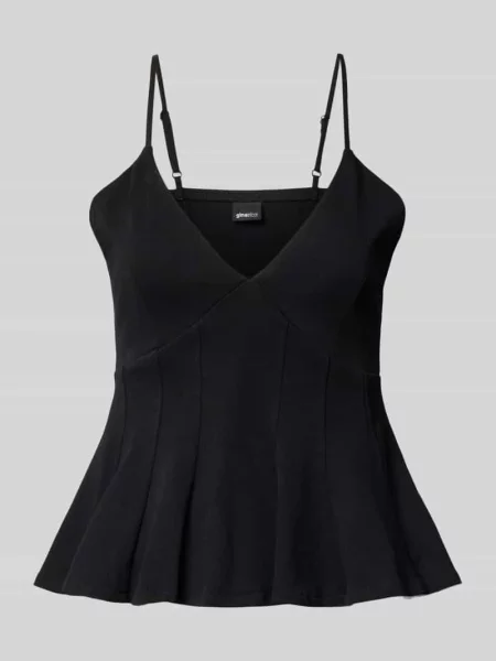 Top Gina Tricot z dekoltem w serek na ramiączkach czarny