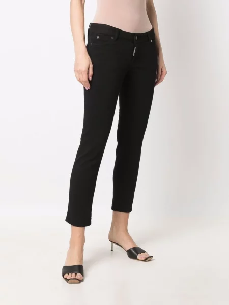 Zkrácené kalhoty Dsquared2 s nízkým pasem černé
