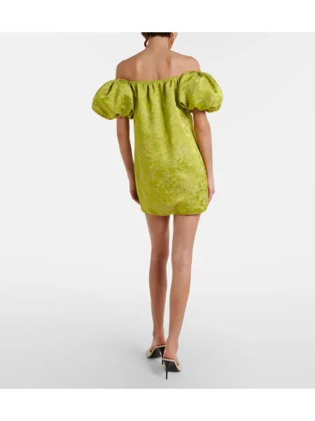 Rochie Saint Laurent cu broderie din satin verde