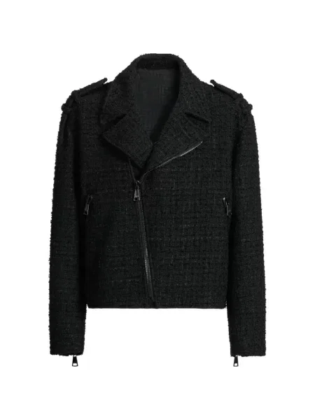 Geacă Balmain din tweed negru