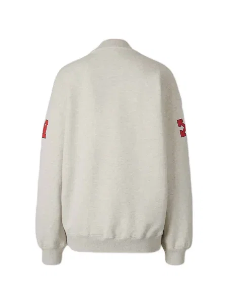 Pulover Off-white cu imagine cu decolteu rotund alb