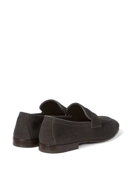 Semišové loafers Brunello Cucinelli bez kostic hnědé