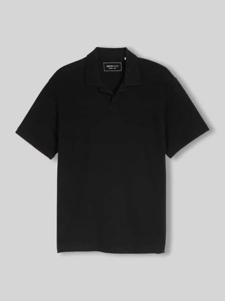 Koszulka polo o kroju relaxed fit z Mieszanka bawełny Tom Tailor Denim czarne