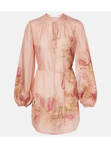 Tunică Zimmermann de mătase cu model floral roz