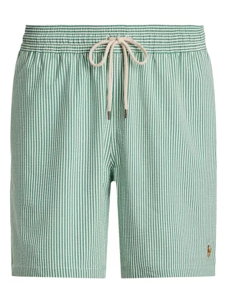 Tricou Polo Ralph Lauren din piele cu broderie în carouri maro