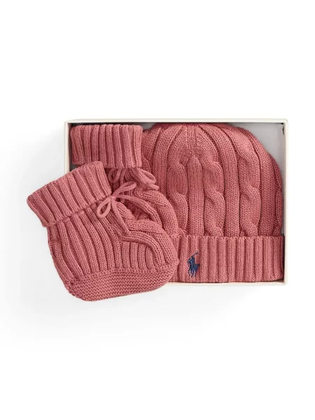 Komplet kapa in nogavice Polo Ralph Lauren Temno rožnata roza