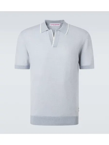 Tricou polo Orlebar Brown de lână albastru