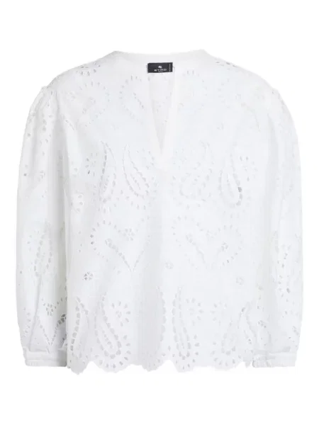 Top Etro cu broderie alb