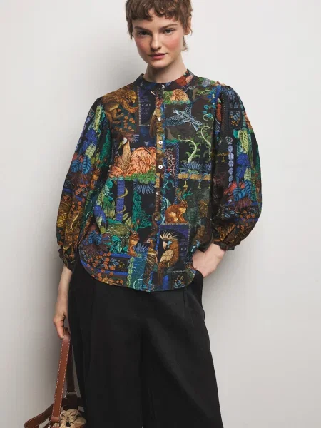 Medicine srajčna bluza z viskozo črna