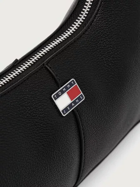 Tommy Jeans чанта тип хобо дамска от имитация на кожа черно