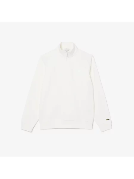 Lacoste Bluza Z Wysokim Kołnierzem Z Tłoczonym Wzorem Zapinana Na biały