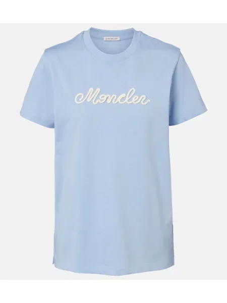 Tricou Moncler din jerseu cu autograf albastru