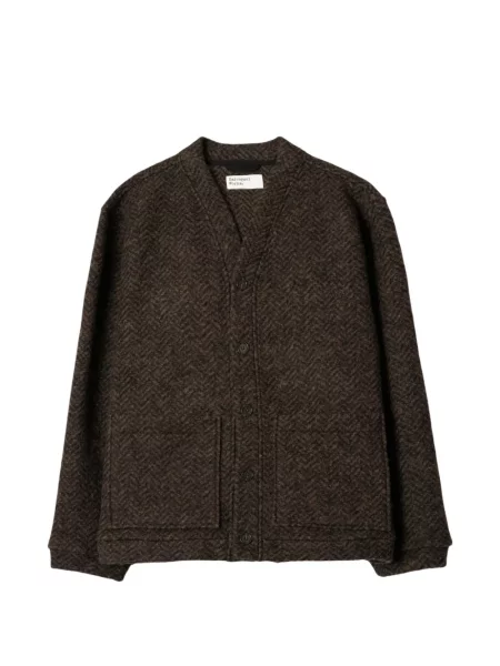 Cardigan Universal Works cu model herringbone maro