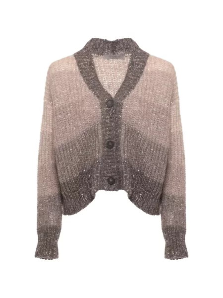 Cardigan D.exterior cu paiete gri