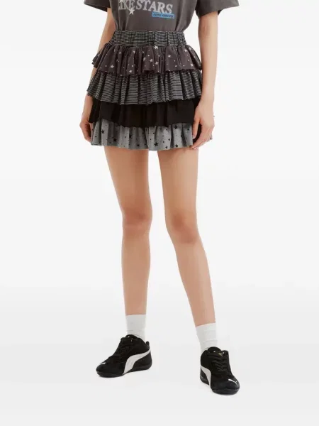 Fusta mini Mini Cream cu imagine gri