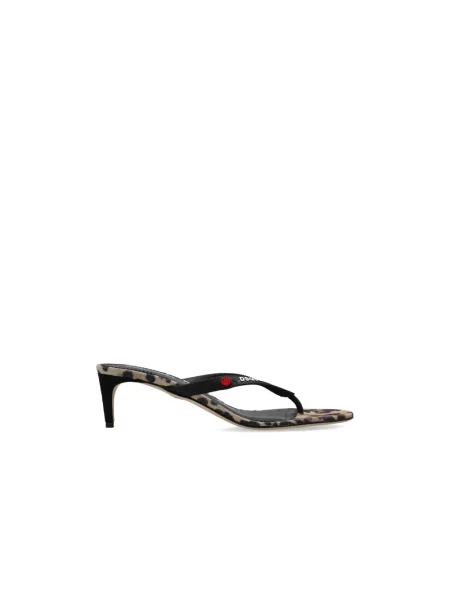 Klapki Dsquared2 skórzane z logo czarne