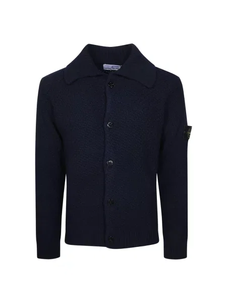 Sweter Stone Island wełniany z kamieniami niebieski