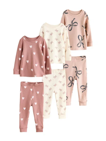 Next Pijamale gri grafit / mauve / roz pal / natural alb