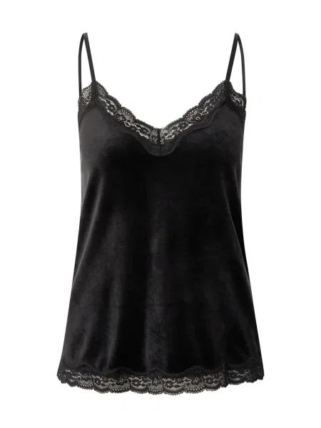 Hunkemöller Cămașă pijama Scallop Basic Fit negru