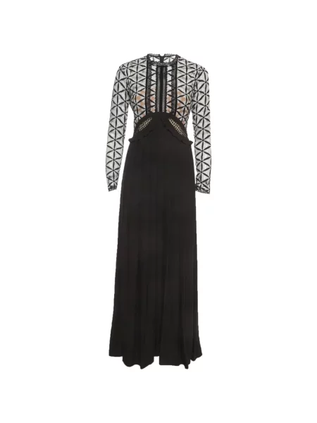 Rochie maxi Self-portrait din dantelă negru