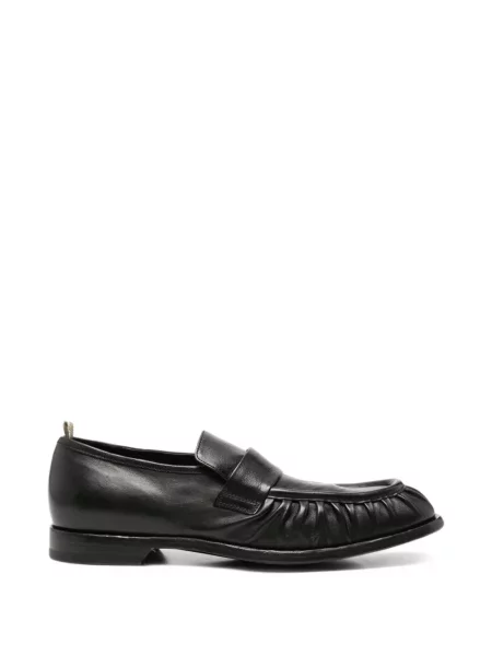 Pantofi loafer Officine Creative din piele cu volane negru