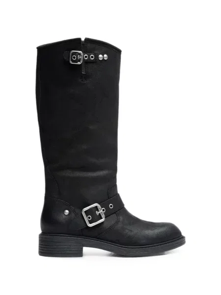 Botine Ash din piele cu cataramă negru