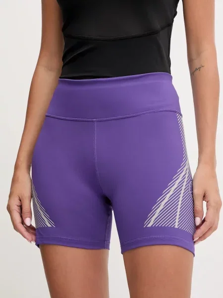Adidas by Stella McCartney pantaloni scurți de antrenament cu imprimeu high waist violet