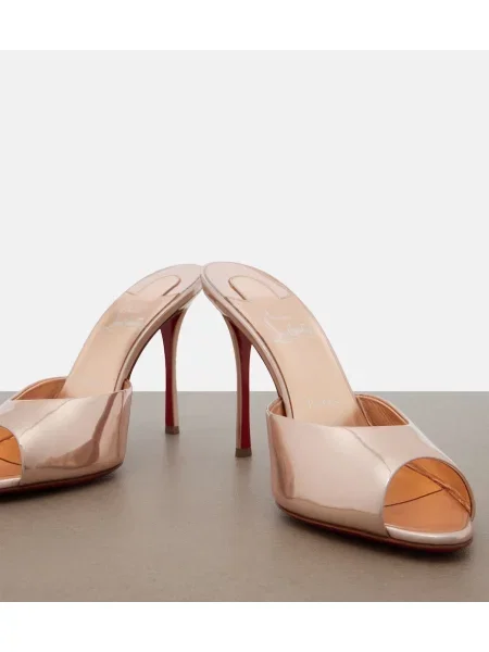 Papuci tip mules Christian Louboutin din piele roz