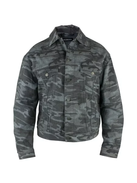 Geacă de blugi Balenciaga cu model camuflaj gri