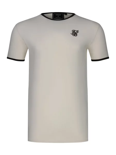 SikSilk Tricou Ringer ecru negru