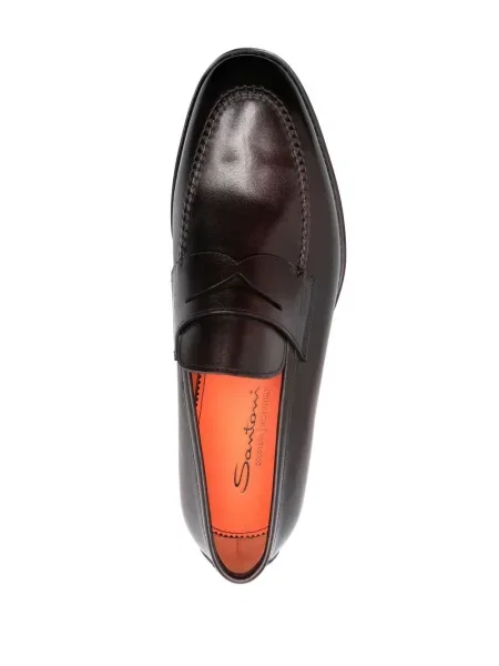 Pantofi loafer Santoni din piele roșu