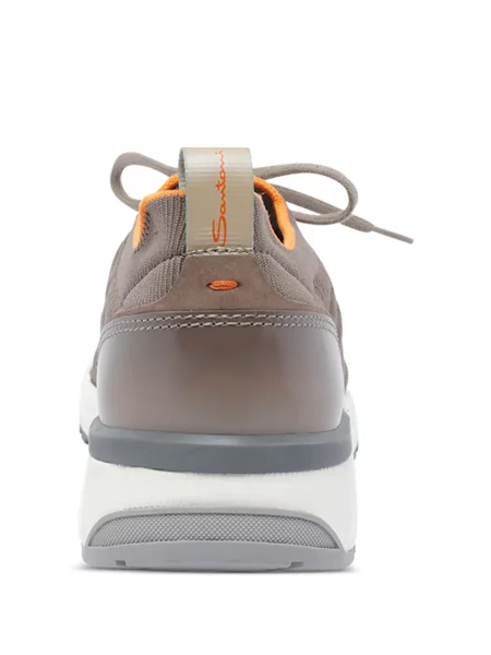Dzianinowe sneakersy Santoni sznurowane brązowe