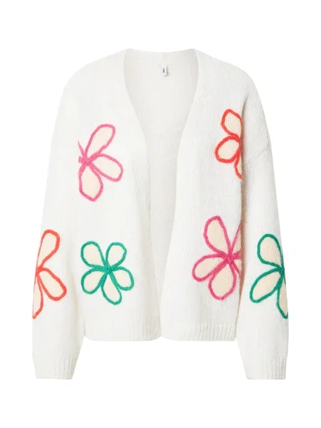 ONLY Geacă tricotată ONLMARNIA fildeş / jad / portocaliu închis / roz deschis verde