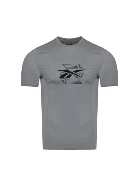Grafički majica Reebok Sport kratki rukavi siva