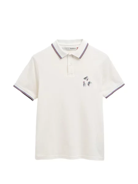 Tricou polo Barbour alb