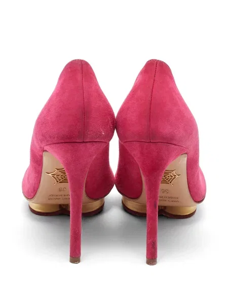 Γοβάκια Charlotte Olympia σουέτ με πλατφόρμα ροζ