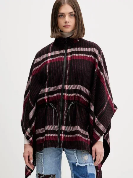 Ponczo Desigual bordowe