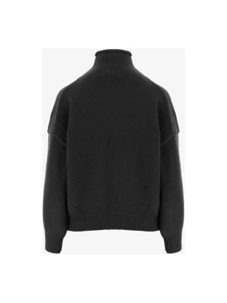 Lniany sweter z golfem Arch4 czarny