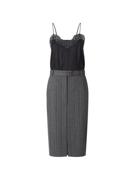 Rochie midi Pinko din dantelă gri