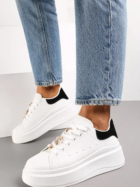 Sneakers Alb-Negru Talpă Groasă Celessi alb