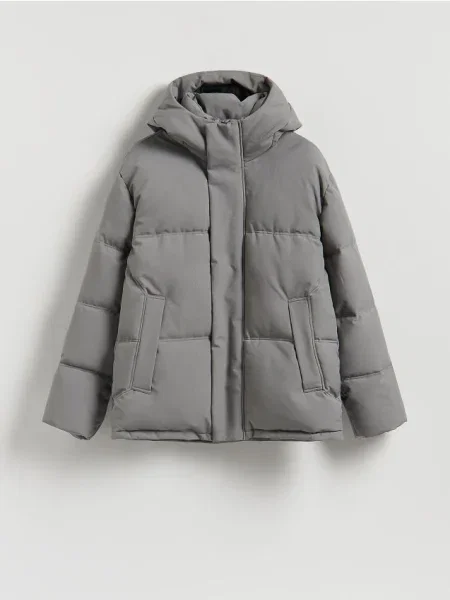 Reserved Geacă matlasată cu glugă verde-prăfuit verde