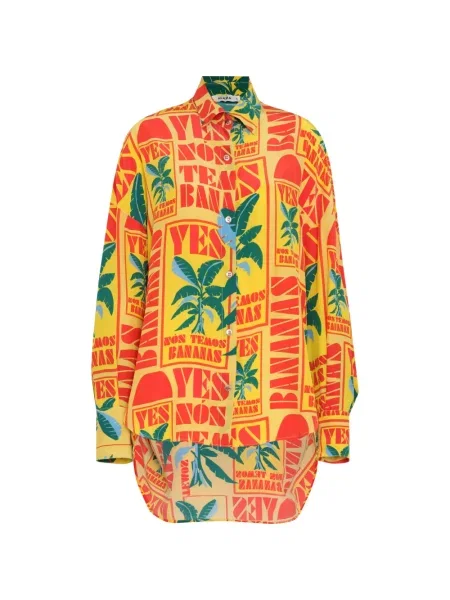 Košile Amir Slama s potiskem žlutá
