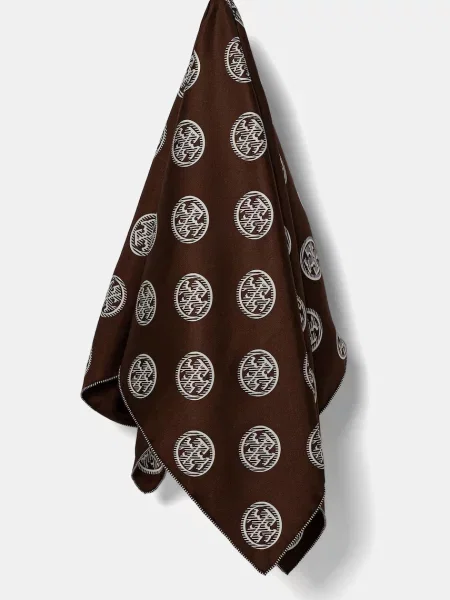 Копринен шал Tory Burch Medallion с десен кафяво