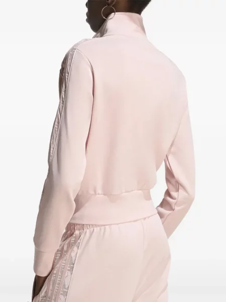 Komplet dresowy Adidas koronkowy sznurowany w paski różowy