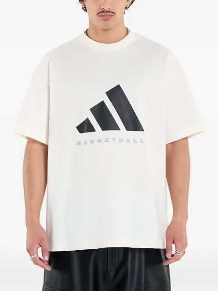 Футбол тениска с дълъг ръкав Adidas на райета мъниста бяло