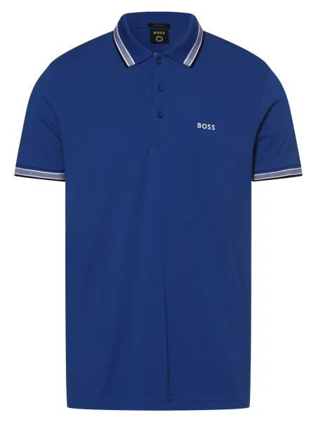 BOSS Black Tričko Paddy svetlomodrá / čierna biela