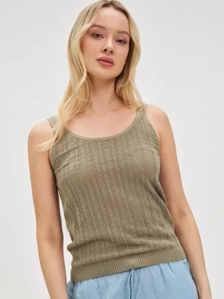 Tricou Marisse ajurat kaki