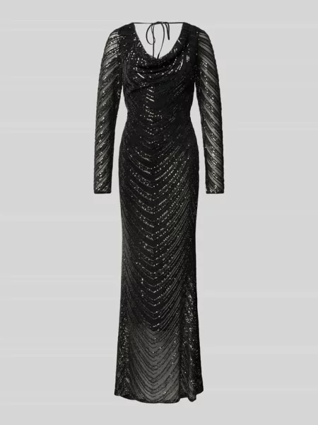 Sukienka koktajlowa z lejącym dekoltem i cekinami Lipsy czarna