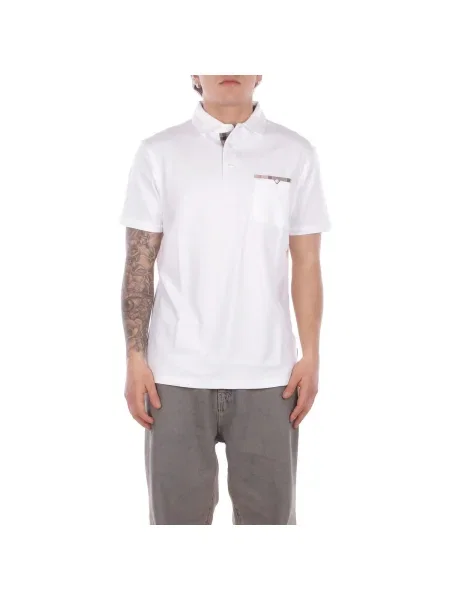 Tricou polo Barbour alb